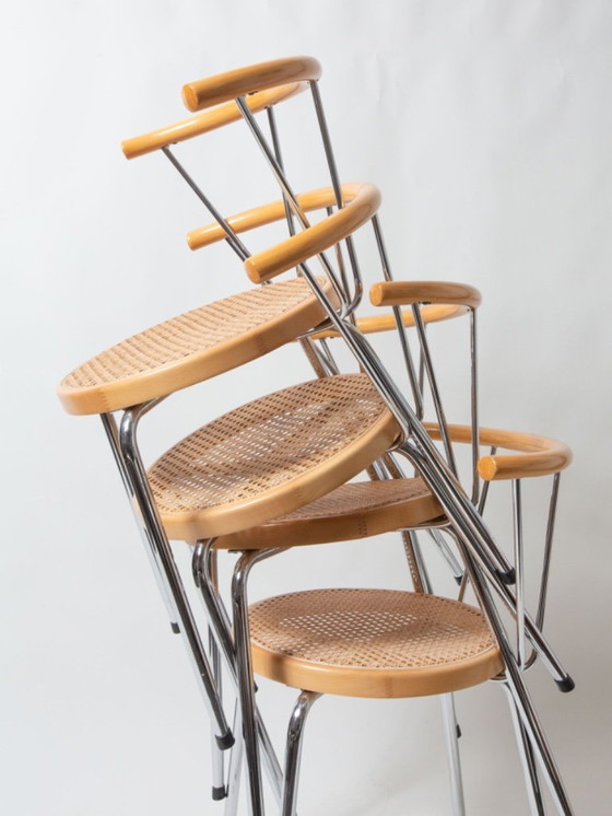 Image 1 of Sedie in rattan con cromature, nello stile di Cesca