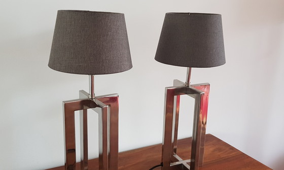 Image 1 of 2x Light Makers Solid Metal Table Lamps