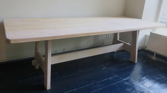 Image 1 of Großer Bauernhoftisch aus gekalkter Eiche, 1940-50er Jahre