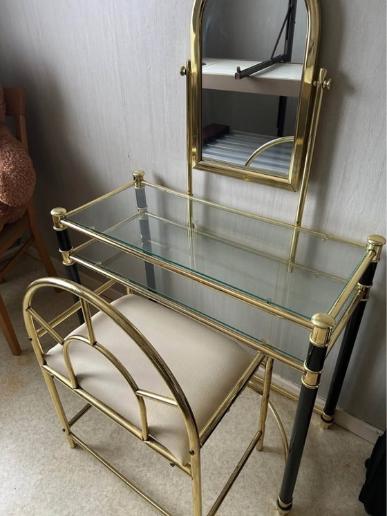 Image 1 of Hollywood vintage dressing table set 70s/80s – gold & glass, elegant retro look