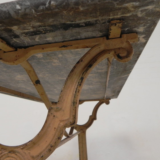Image 1 of Garden Table, Bistro Table A. Delail Toulouse With Marble Top, 1920s