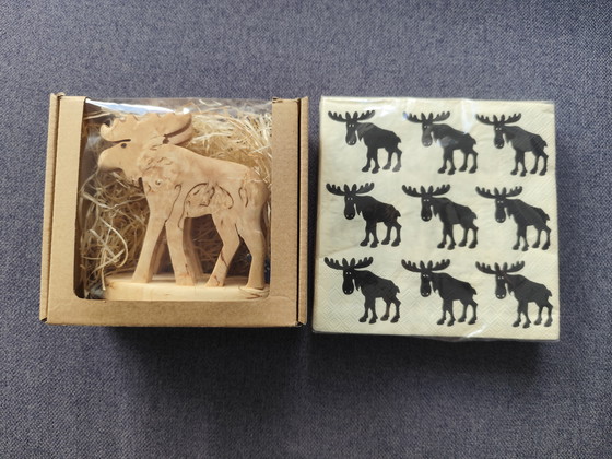 Image 1 of Handmade birchwood napkin holder – moose shape | Finland