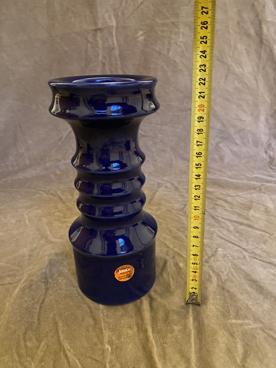 Image 1 of vintage Jasba Keramik Kerzenhalter XL Kerzenständer Blau Mid Century Modern, Allemagne de l’Ouest
