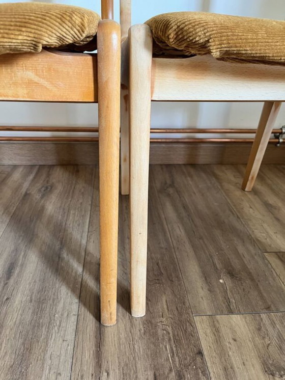 Image 1 of 4 sedie in legno e tessuto a coste