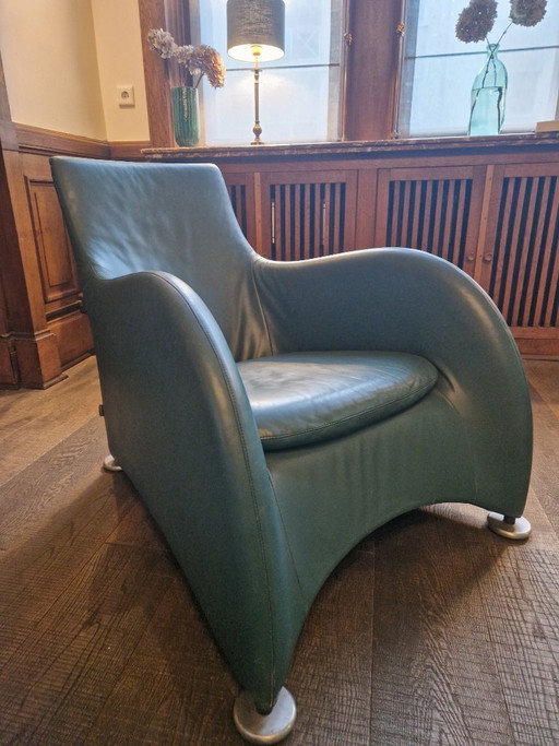 Fauteuil Montis Loge – Gerard van den Berg – Cuir Pétrole / Bleu-Vert