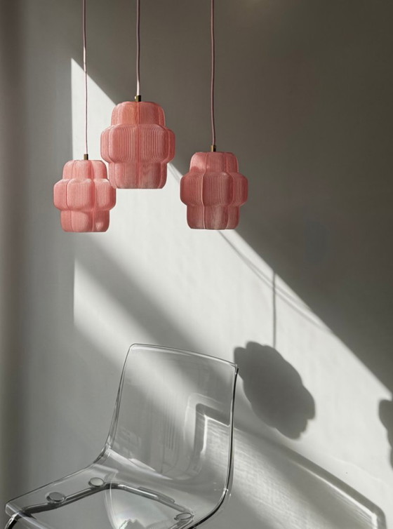 Image 1 of Petulia S "Pink Taffy" ByLucop - Organic Sculptural Pendant Lamp - Artisan 3D Printed Design