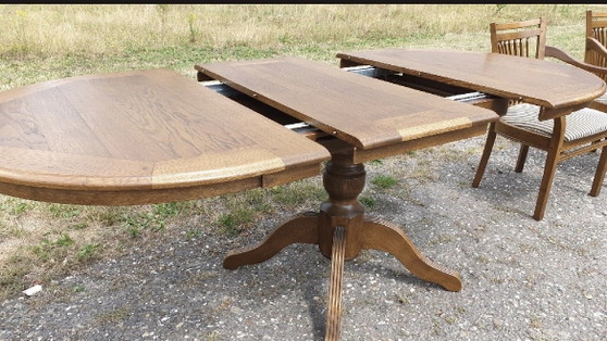 Image 1 of Bannink jugendstil eiken eetkamer tafel uitschuifbare 