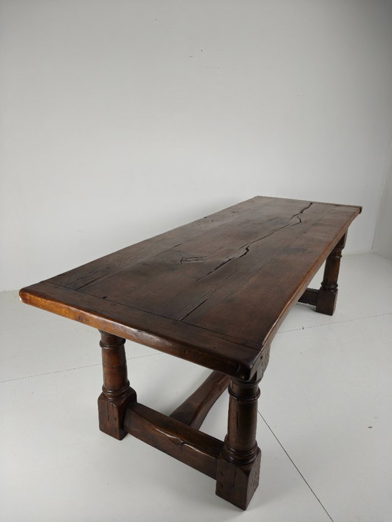 Image 1 of Solid English Oak Dining Table – 20th Century