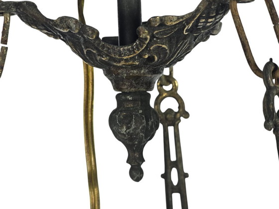 Image 1 of Art Deco - bowl lamp - marbled glass - pendant lamp - France - 30s