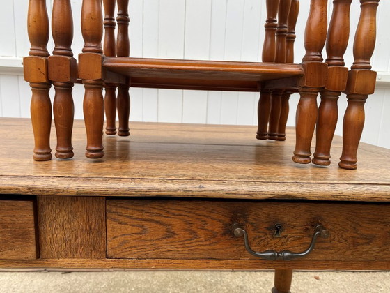 Image 1 of Set of 3 rustic cherry wood nesting coffee tables 1950