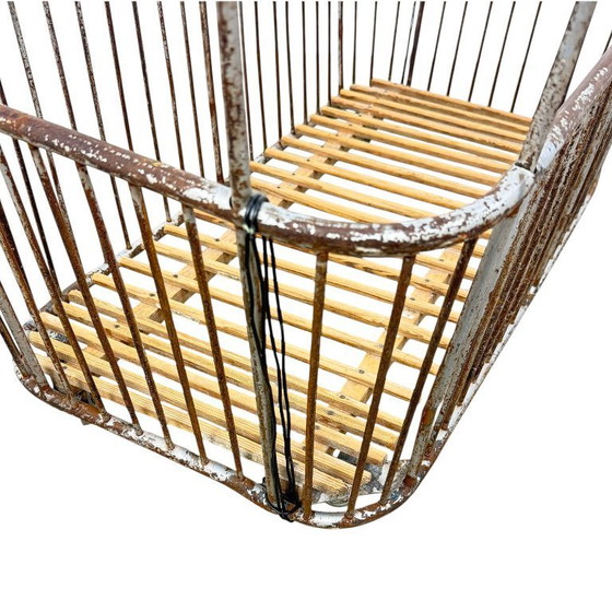 Image 1 of Chariot de boulanger long en métal, style français vintage – chariot à pain industriel – panier à linge.