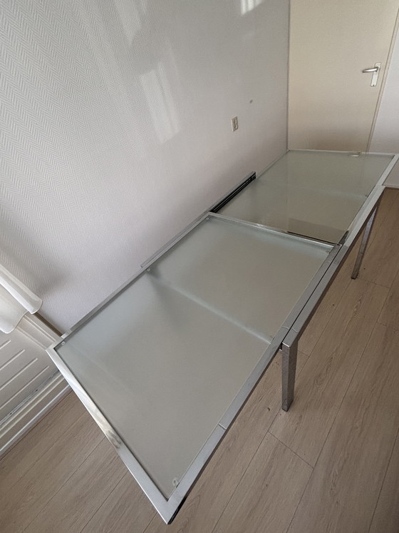 Image 1 of Designer extendable glass dining table