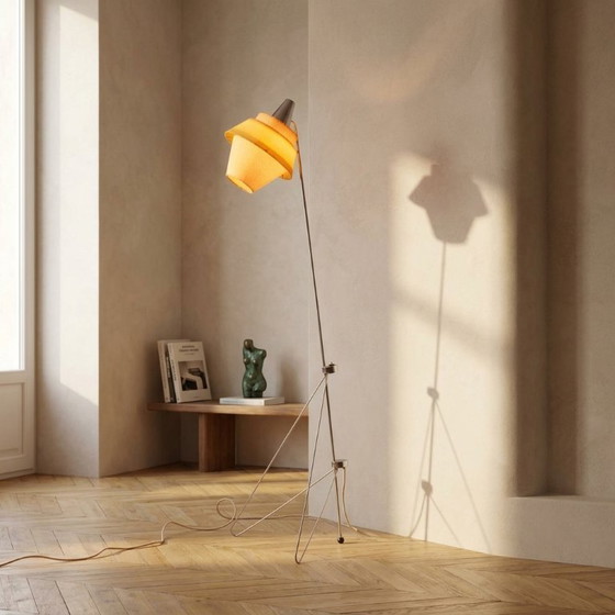 Lampada da terra vintage di Josef Hůrka per Napako, anni '50, Cecoslovacchia, 160 × 32 × 32 cm (photo 2 of 11)