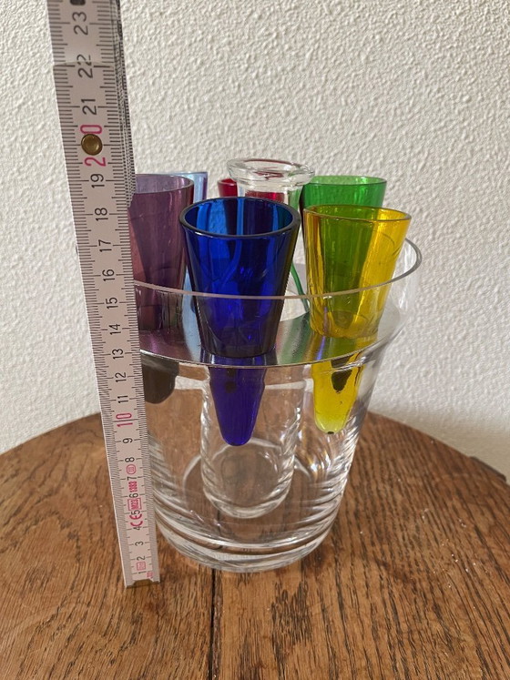 Image 1 of Eisbehälter aus Glas mit sechs Schnapsgläsern und Karaffe