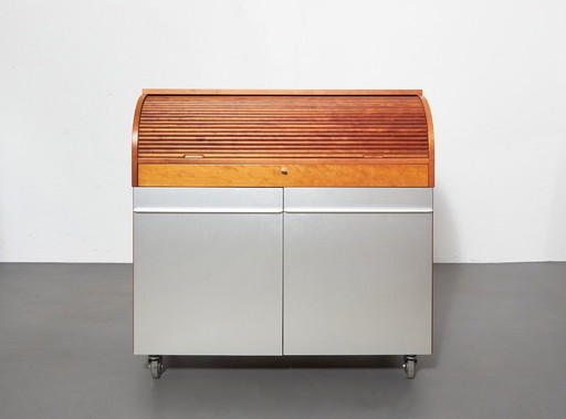 Reflex" desk in cherrywood and aluminum by Vico Magistretti 1989