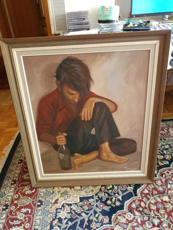 Cuadro 'Niño con botella' (Óleo sobre lienzo) – Relles 1979 – Pinturas y dibujos, Canvas (photo 2 of 5)