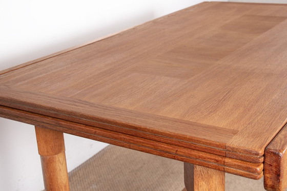 Image 1 of Très grande table de repas extensible, 320 cm, en chêne par Guillerme et Chambron pour Votre Maison 1960.