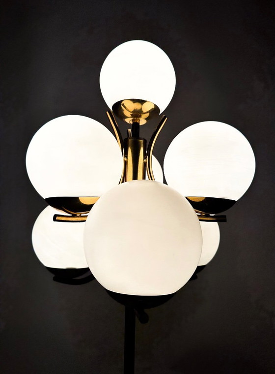 Lampadaire Sputnik vintage Richard Essig, Verre, Métal, Doré (photo 9 sur 16)