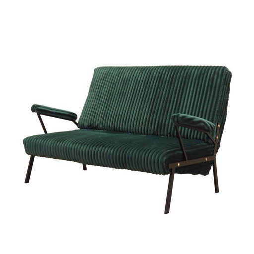 Divano verde, design italiano, anni '70, prodotto in Italia