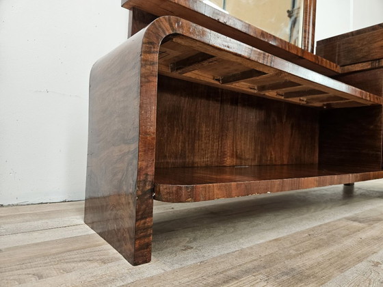 Image 1 of Art Deco kaptafel van wortelnotenhout met spiegel