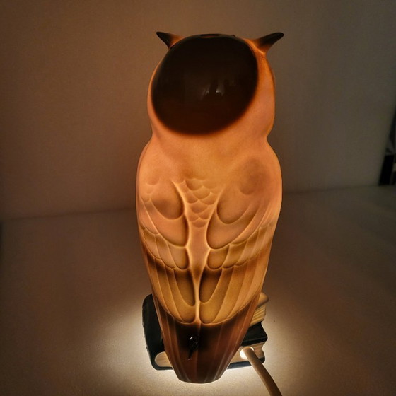 Image 1 of Vintage ceramic owl lamp/nightlight, 1950s-60s, Germany