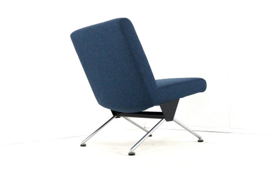 Gispen 1431 Armchair by A.R. Cordemeyer, blue fabric upholstery, Textile, Metal, Modern (photo 10 of 15)