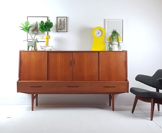 Image 1 of Vintage Deens Highboard | drankenkast buffetkast teak Danish