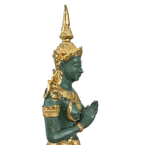 Set Guardiani del Tempio Thai Thepanom – Coppia di Figure Patinate Oro – Sculture (photo 10 of 21)