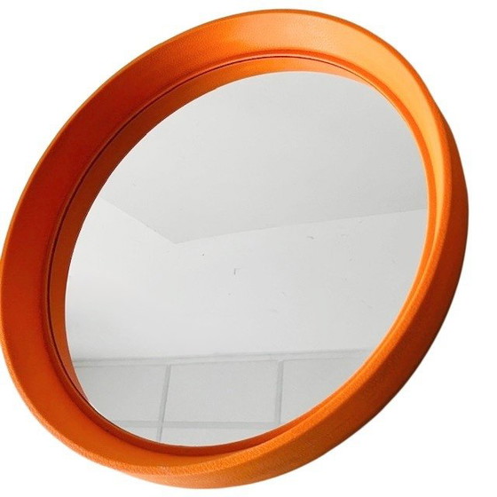 Image 1 of Mid-century Duitse space age spiegel oranje kunststof Lange Germany 1960's