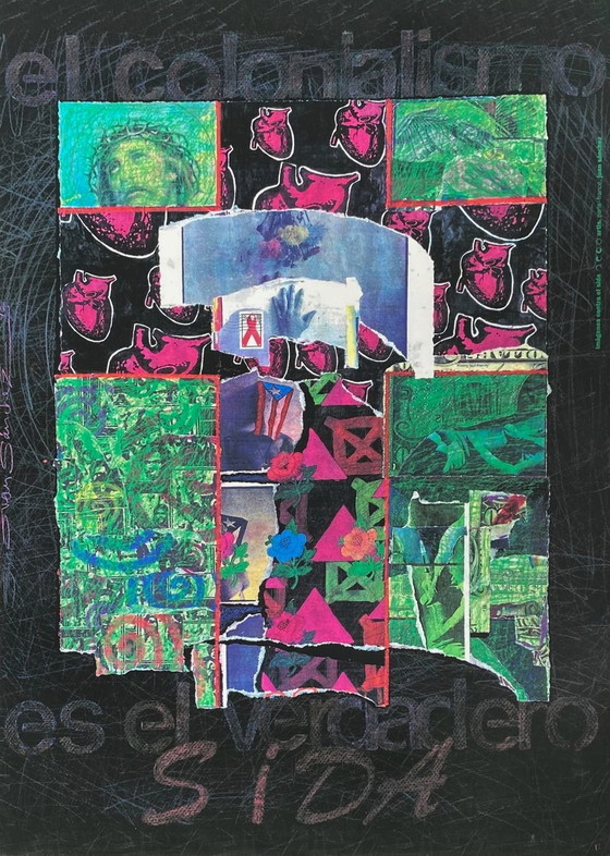 Image 1 of Juan Sanchez Juarez Kolonialisme is de realiteit (AIDS) originele poster 1994