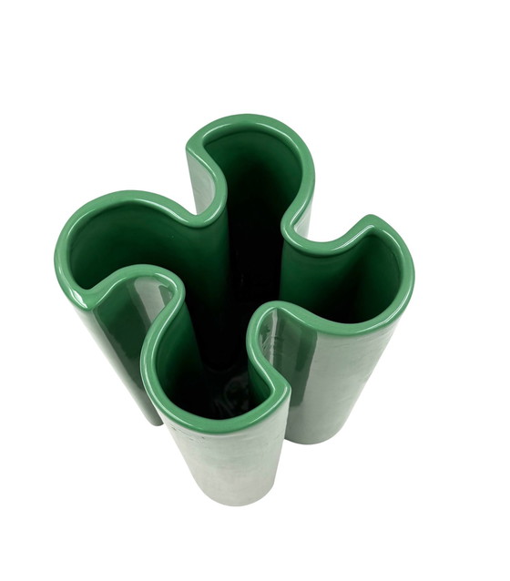 Image 1 of Franco Bettonica, Raro vaso in ceramica verde Space Age, Gabbianelli Italia ca. 1970