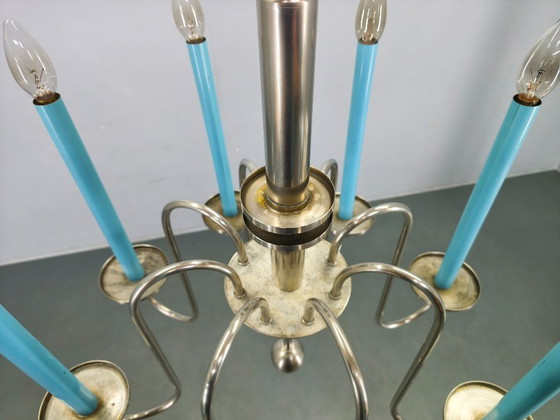 Image 1 of Art Deco Chandelier with Matching Sconces, Czechoslovakia 1930s