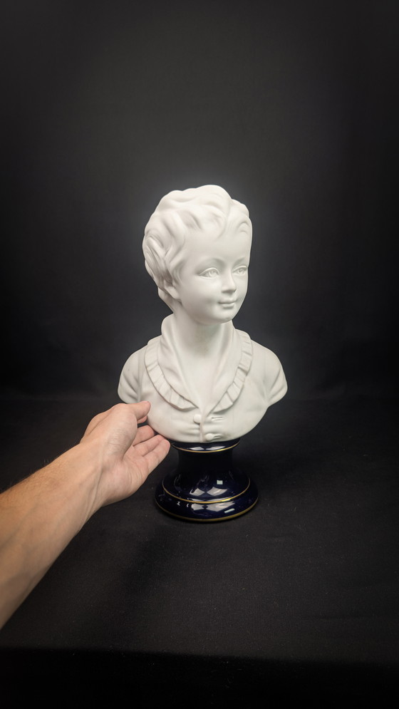 Image 1 of Child bust of Alexandre Brongniart Limoges porcelain signed Camille Tharaud after Jean Houdon