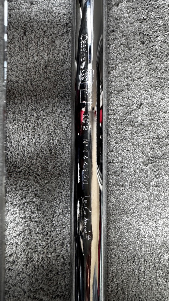 Image 1 of Le Corbusier Cassina LC2 Armchairs (2x) with Le Corbusier Hocker LC2