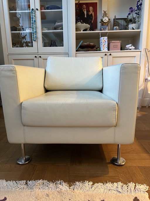 2x Vitra Park Fauteuils wit leer