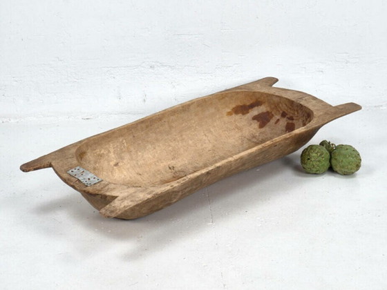 Primitive style large wooden bowl (c.1900) (photo 2 of 9)
