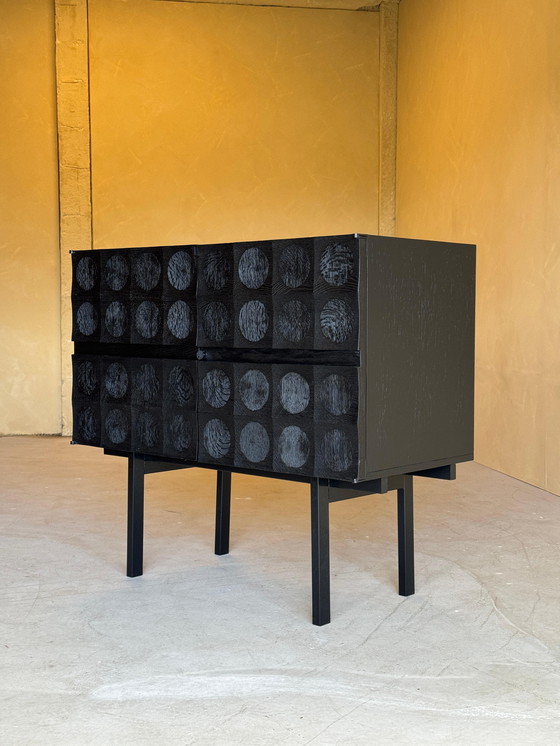 Image 1 of Brutalist Bar Cabinet in Black Stained Oak by J. Batenburg for MI Belgium