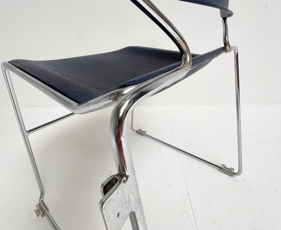 Image 1 of Set of 6 dark blue Matrix Krueger chairs by Thomas Tolleson, 1970's