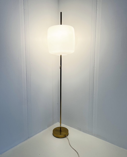 Vintage Glass & Brass Floor Lamp '60s