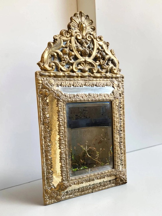 Mirror with brass repoussé frame, Louis XIV style – Wood, Glass, Rococo (photo 5 of 6)