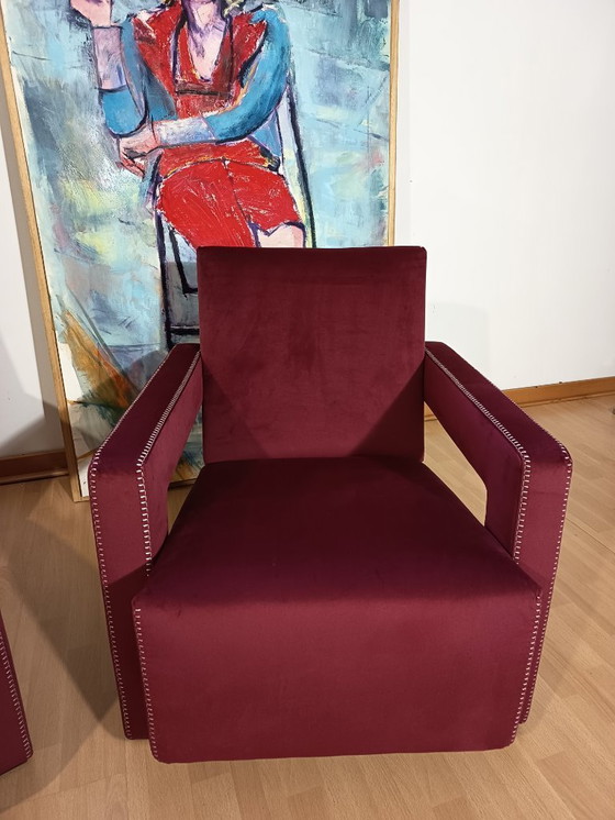 Image 1 of CASSINA 2X Poltrone 637 UTRECHT  (NUOVE MAI USATE) in Velluto 13L Ortigia/Plum con Cuciture in filo Naturale a punta Cavallo