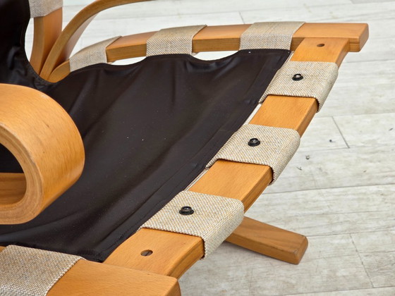 Image 1 of Années 1970, design norvégien d'Elsa & Nordahl Solheim, ensemble chaise et tabouret.
