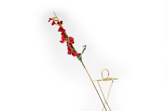 Image 1 of Paragüero de mediados de siglo fabricado con alambre de latón.