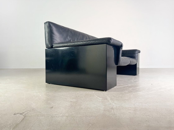 Image 1 of Original Knoll Brigadier two-seater leather black Cini Boeri 1980