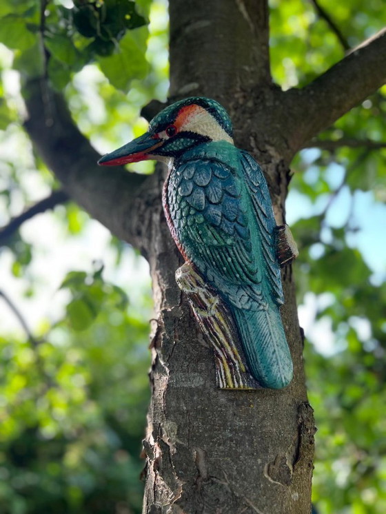 Image 1 of martin-pêcheur en fonte colorée