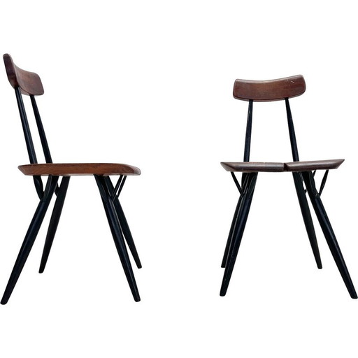 Paar vintage Artek prikka stoelen van llmari Tapiovaara voor Laukaan Puu, Finland 1960