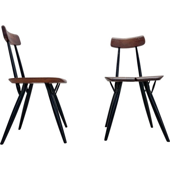Image 1 of Pair of vintage Artek prikka chairs by llmari Tapiovaara for Laukaan Puu, Finland 1960