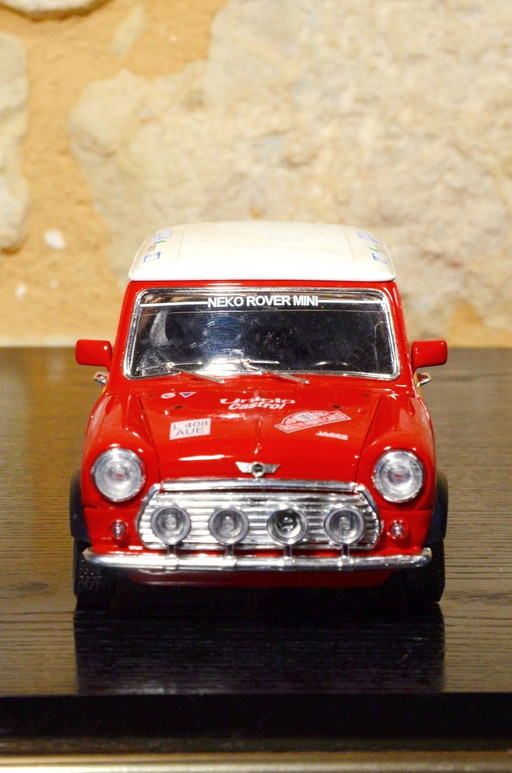 Mini Cooper Rallye-Miniaturauto, Maßstab 1:16, Bburago, Monte Carlo 1960er Jahre, Rot – decoratieve objecten, Metal, Plastic