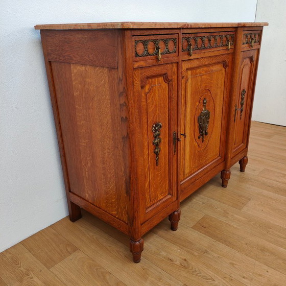 Image 1 of Antique vintage sideboard chest of drawers bathroom vanity with marble top