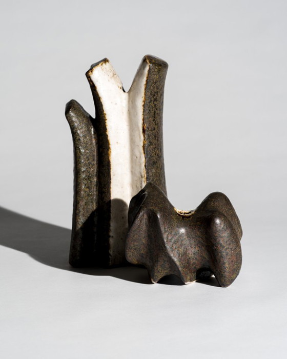 Image 1 of Ingeborg Zenker & Gerburg Karthausen Studio Ceramic Trio – Sculptural Vessels Organic Form Objects, Germany, 1970s-1980s